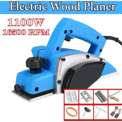 1100W 220V Electric Planer Woodworking Machine Powerful Wooden Handheld Copper Wire Wood Planer Carpenter DIY Power Tool Kit