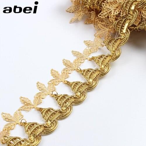 2yards 50mm Gold Maple Leaf Paillette Ribbon Fringe Drop Sequins Tassel Lace Wedding Party Dance Dress Fabric Handmade Crafts