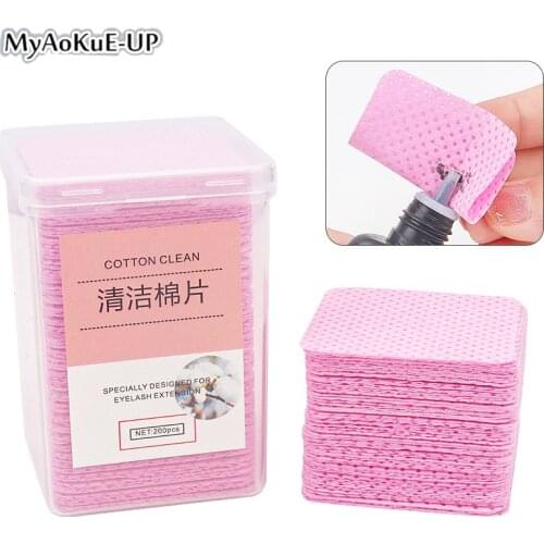 200 Lint Free Paper Cotton Wipes Eyelash Glue Remover Wipe Clean Cotton Sheet Nail Polish Art Cleaning Manicure Tool Clean Pad