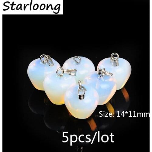 5pcs/lot 14*11mm apple white opal stone pendant little charm pendant for necklace DIY jewelry making men and women