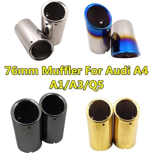 Auto Part 2pcs 76mm Stainless Steel Muffler For Magotan Tiguan A1 A3 A4L Q5 Modified Car Exhaust Tip Pipe Decorative Tail Throat
