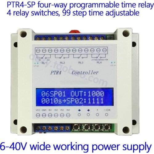 Four-channel Programmable Time Relay 99-step Multi-channel Timing Trigger Solenoid Valve Linkage Control PTR4SP