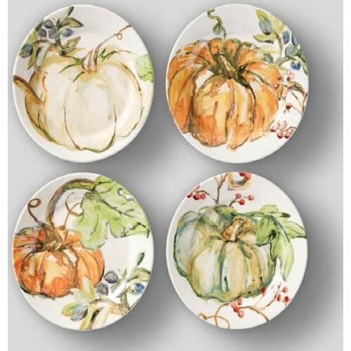 Harvest Pumpkin Decoration Plate Kitchen Cutlery Four-Color Pumpkin Dinner Plate Golden Pumpkin Plate