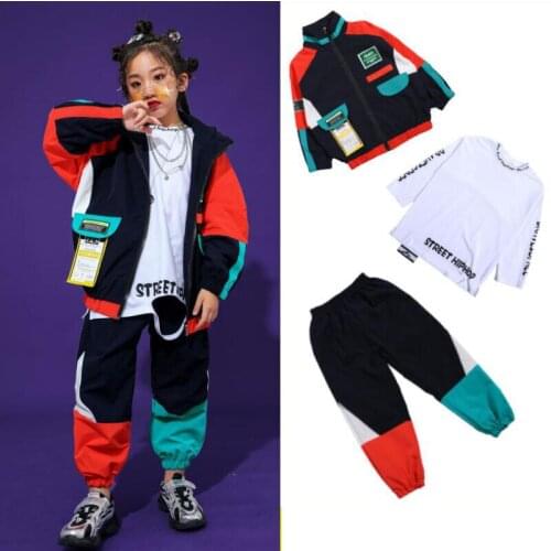 Kid Fashion Cool Hip Hop Clothing Top Pullover Pocket Running Casual Pants for Girls Boys Jazz Dance Costume Clothes