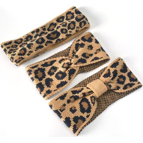Mommy And Baby Headband Leopard Turban Women Girl Knitted Winter Headbands Mother Daughter Twisted Knot Headwrap Wide Hairband