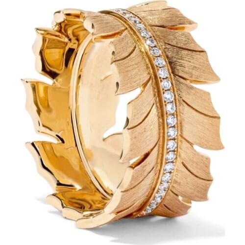 European and American miniature Zirconium Feather ring high sense atmosphere on the table small ring