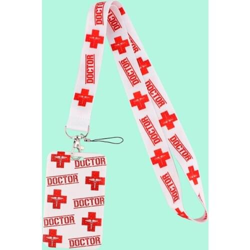 G2099 Doctor Credit Card Holder Travel Bank Card Cover Cartoon Lanyard For key Phone Holder Neck Strap For Medical Personnel