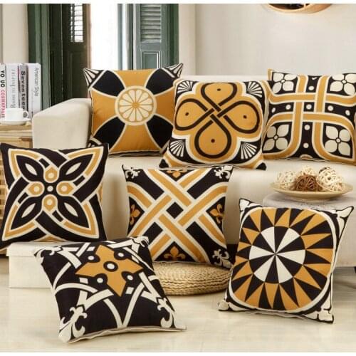 Geometry Print Cushions No Inner Design Flower Linen Cotton Home Decor Sofa Car Seat Decorative Throw Pillow Capa De Cojines