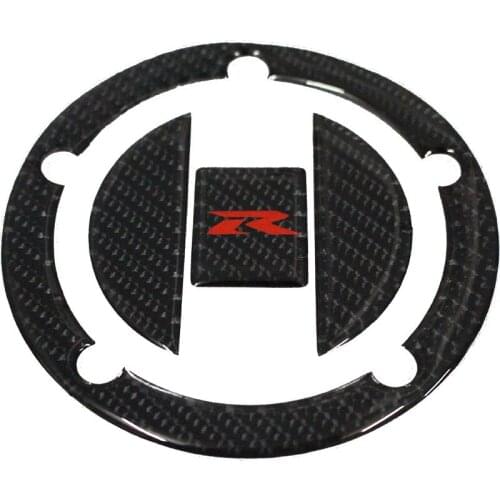K-CGTCP-30 3D Carbon Fiber Tank Gas Cap Pad Filler Cover Sticker Decals R LOGO Fit SUZUKI GSXR600 750 1000 1300 03-15