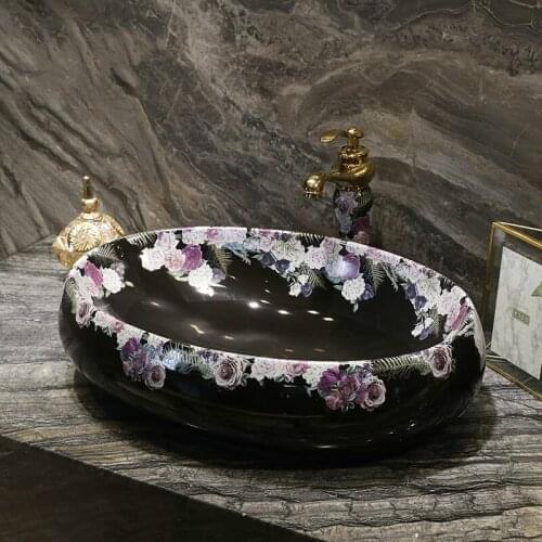 Ceramic Washbasin Art Basin Washbasin Oval Washbasin Household Basin Simple Table Basin sink bowl ceramic Wash basin sink
