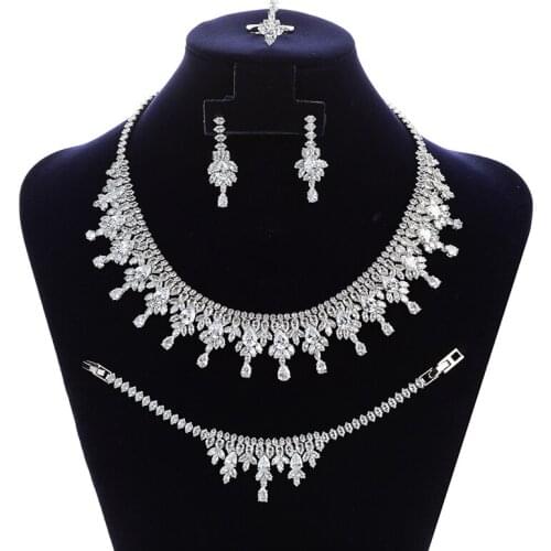Jewelry Set HADIYANA Charming Gorgeous Girl Party Women Wedding Bride Necklace Earrings Ring And Bracelet Set BN7894 Bisuteria