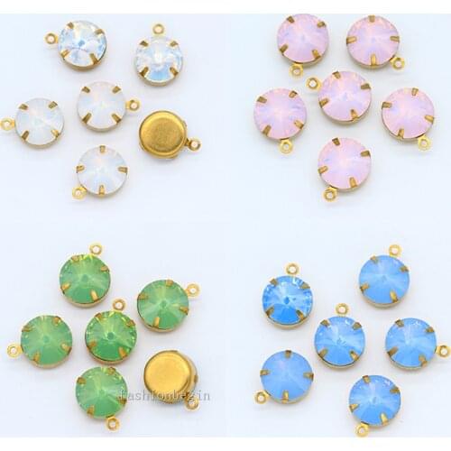 20p 8mm opal color Round Faceted Framed glass Pendants beads Connector Necklace Earrings findings eardrop accessories supplier