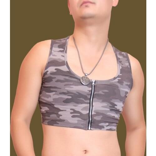 Fashion Camouflage Zipper Shirt Waistcoater Lycra Pattern Jacket Slim Tight Tank Top Body Shaper Mens Outdoor Sport Short Tanks