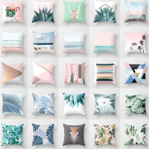 Nordic Style Polyester Pillowcase Hug Pillowcase Pink Geometric Hug Pillowcase Home Sofa Cushion Car Cushion Cover 45*45cm