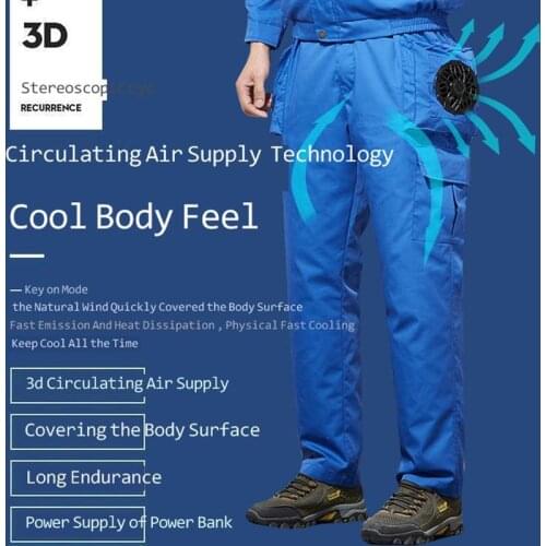 Cooling With Fan Hiking Pants Summer Air-conditioning Sport Trousers Heatstroke Prevention Work Clothes USB Charging Pants