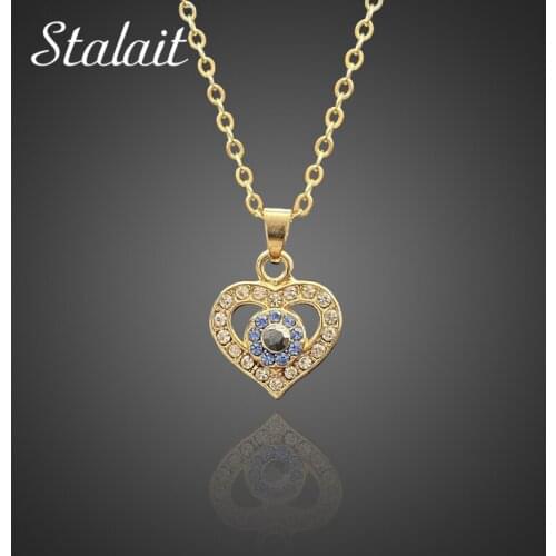 Funky Jwelry Gold Heart Necklace For Women Rhinestones Black Crystal Evil Eye Necklace Accessories For Bridesmaid Gift