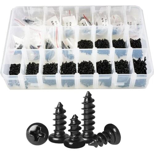 Phillips Black Pan Head Self Tapping Laptop Screw Round Thread Metric Electronic Small Wood Bolt Assortment Kit M1-M4