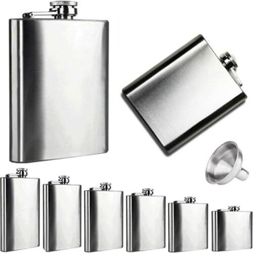 High Quality 4 5 6 7 8 10 oz Stainless Steel Flask Whiskey Alcohol Hip Flask Cap Funnel Portable Drinkware