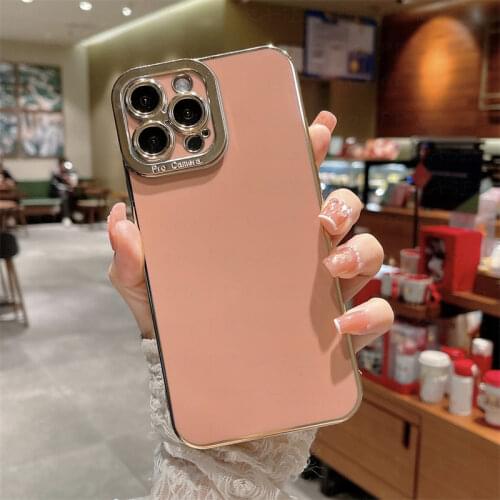Plating Clear Colorful Transparent Phone Case For iPhone 11 12Promax Mini XS Max XR SE 20 7 8Plus Lens Plated Gold Protection