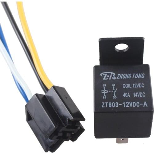 EE support New Black DC 12V 40A SPST Premium Relay & Socket 4Pin 4P 4 Wire For Car Auto Car Styling