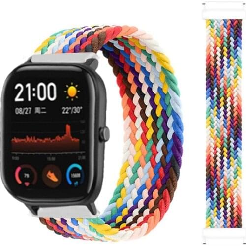 Braided SOLO LOOP band For Xiaomi Amazfit Gts2-Bip-Pace-Gtr 42/46mm watchband For Garmin Vivoactive3 Bracelet smart watch strap