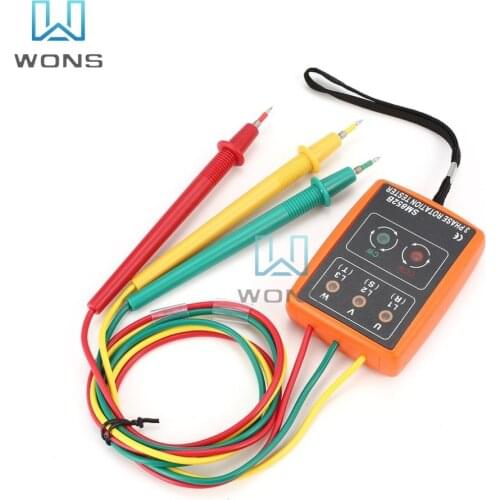 SM852B Digital Phase Sequence Meter 3 Phase Tester AC Phase Indicator Detector LED Buzzer Sequence Meter 60V-600V Voltage Tester