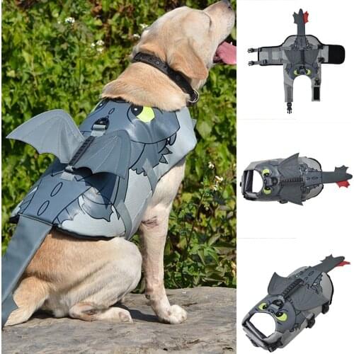 Dog Life Vest Fly Dragon Design Pet Life Jacket Summer Dog Swimming Clothes Dogs Swimwear Pets French Bulldog Swimming Suit