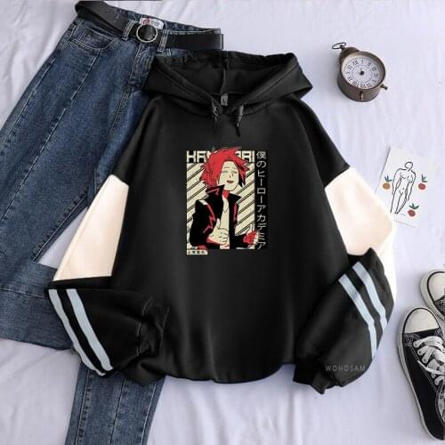 Denki Kaminari Anime My Hero Academia Hoodie Long Sleeve Womens Sweatshirts Fashion Streetwear Oversized Patchwork Sweatshirts