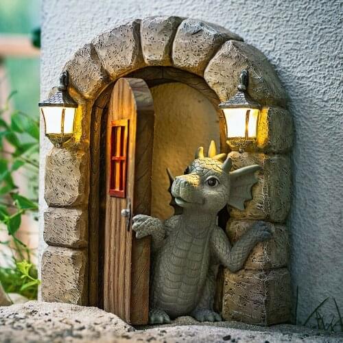 Garden Decorations Window Dinosaur Shaped Resin Artware Decorative Tools Home Decor for Backyard Park