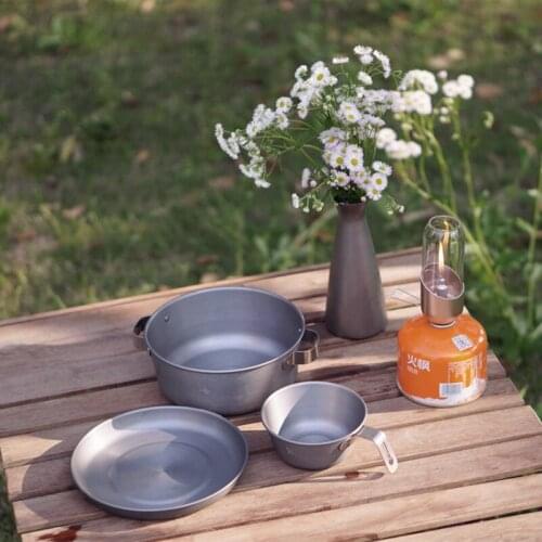 Outdoors And Household Camping Picnic Barbecue Multi Purpose Aluminium Alloy Tableware Portable 3-piece Set Meal Plat Esoup Bowl