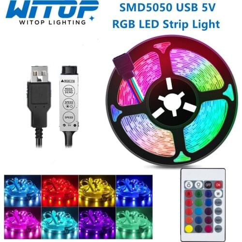 USB LED Strips 5050 5V RGB TV Background Lighting Decorative Tape Ribbon Night ForFestival Party Bedroom 24key RemoteController