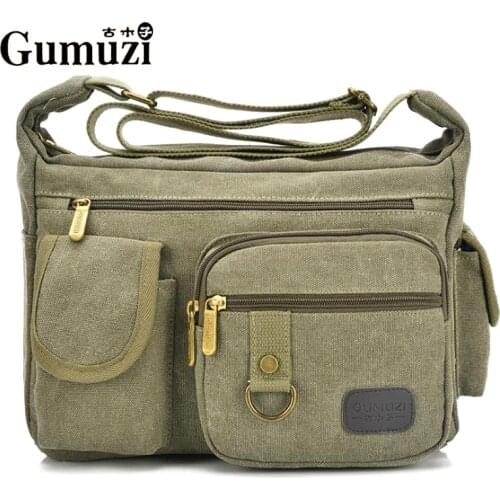GUMUZI Vintage Mens Women Shoulder Bag Fashion Business Male Travel bags Casual crossbody bags for women messenger Totes handbag