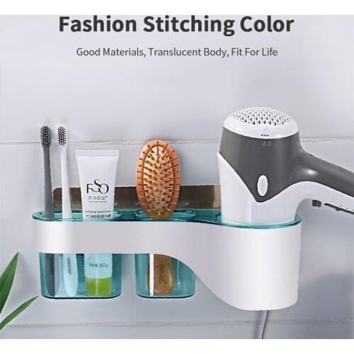 No Trace High Quality Wall-mounted Hair Dryer Holder Storage Organizer For Hairdryer Shelf Bathroom Shelf Hairdryer Holder Rack
