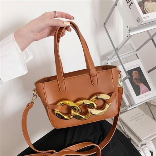 Fashion Handbag Thick Chain Crossbody Bag Womens Food Basket Shoulder Bags Luxury Purse Female High Quality Soft Messenger Bag
