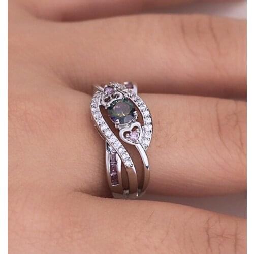 CAOSHI Romantic Sweet Wedding Ring for Women Inlay Colored Artificial Crystal Stone High Quality Couple Jewelry Wholesale Bulk