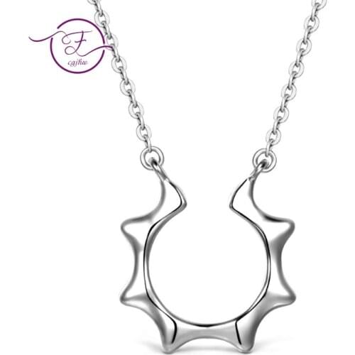 Necklace For Women Sterling Silver 925 Fine Jewelry Korean Style Sun Shape Simple cc For Girls Fashion Party Christmas Gifts