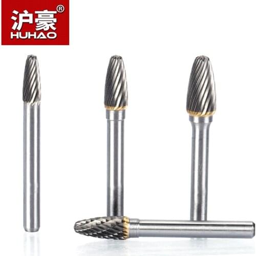 HUHAO 1pc 6mm Shank Dremel Routing Rotary Milling Rotary File Cutter Metal Polishing Wood Carving Carved Cutter Tool F Type