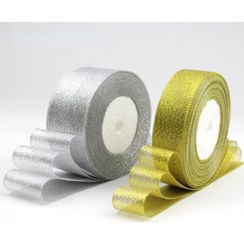 10mm-80mm 25Yards/Roll Gold Silver Glitter Satin Ribbon Crafts Wedding Decorative DIY Onions Ribbons Bow Christmas Gift Supplies