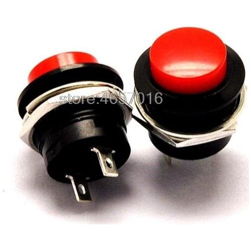 10PCS/LOT Red Color Momentary Push Button Switch OFF-ON Reset Switch 16MM 3A 250V AC Non Locking Switches Round Button R13-507