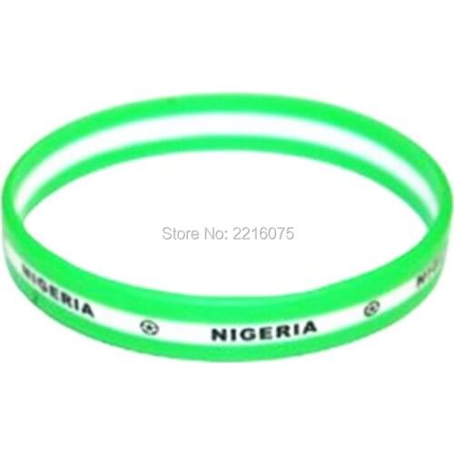 1000pcs printed LOGO Flag World Cup Nigeria wristband silicone bracelets free shipping by DHL express
