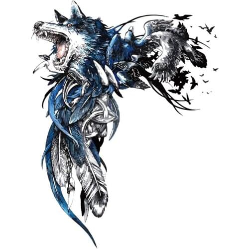 13CM*17CM Fashion Wolf and Feather Decal PVC Motorcycle Car Sticker Car Accessories