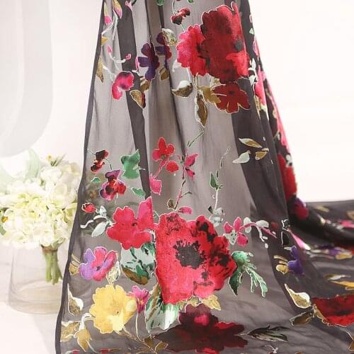 140cm*100cm Burnt-out Silk Fabric Chinese Style Hollow Simulation Silk Fabric Brocade Fabric for Dress Hanfu Womens Clothing