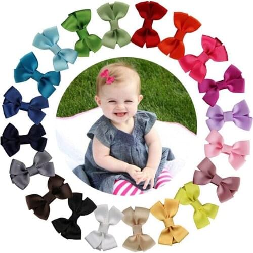 20Pcs Cute Hair Bows Boutique Alligator Clip Grosgrain Ribbon For Girl Baby Kids