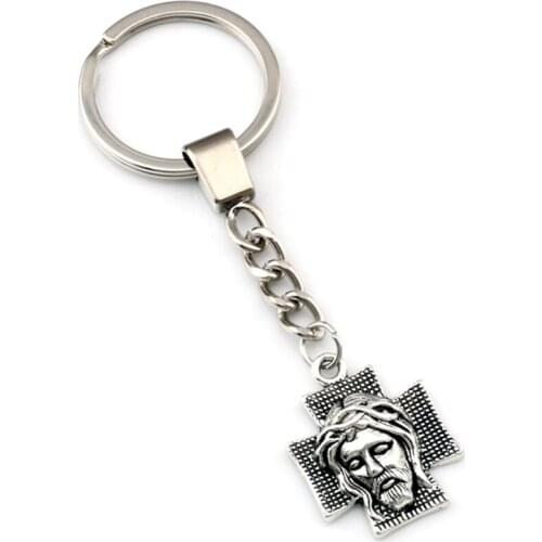 20pcs KeychainCross Jesus Christ Religion Alloy Charms Pendants Key Ring Travel Protection DIY Accessories A-491f