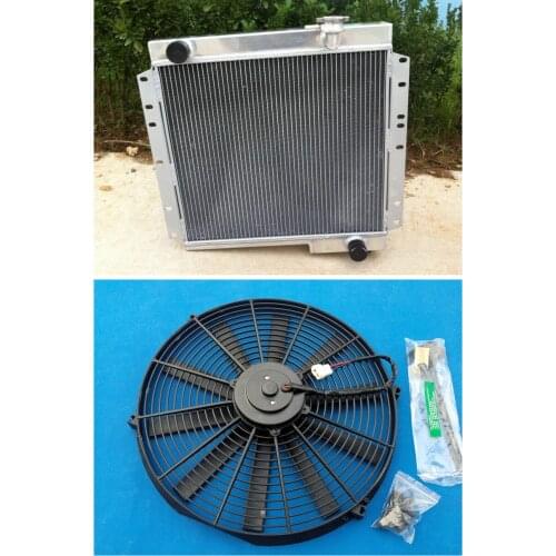 Aluminum Radiator+Fan For Toyota Land cruiser FJ40 FJ45 landcruiser MT 56 MM 3 Core High Performance
