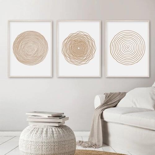 Abstract Geometric Circle Canvas Paintings Boho Modern Minimalist Posters Print Wall Art Picture for Living Room Home Decoration