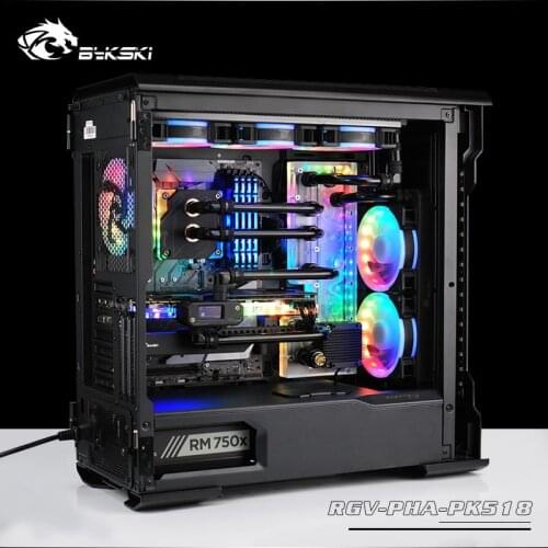 BYKSKI Acrylic Board Water Channel Solution use for Phanteks PK518(Evolv X) case / CPU GPU Block / 3PIN RGB / acrylic Reservoir