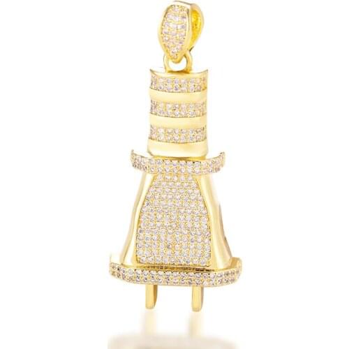 Big Socket Trendy Luxury Pendant Hip Hop New Zircon Gold Color Fashion Charms DIY Necklace Bracelet Jewelry Making Accessories