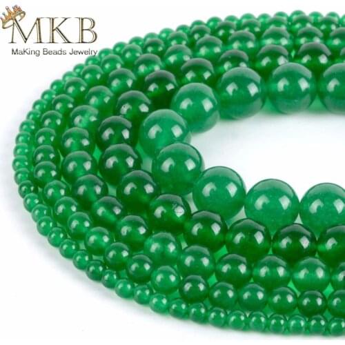 Natural Stone Beads Green Chalcedony Round Beads For Jewelry Making 4 6 8 10 12mm Ball Beads Diy Bracelet Necklace Jewellery