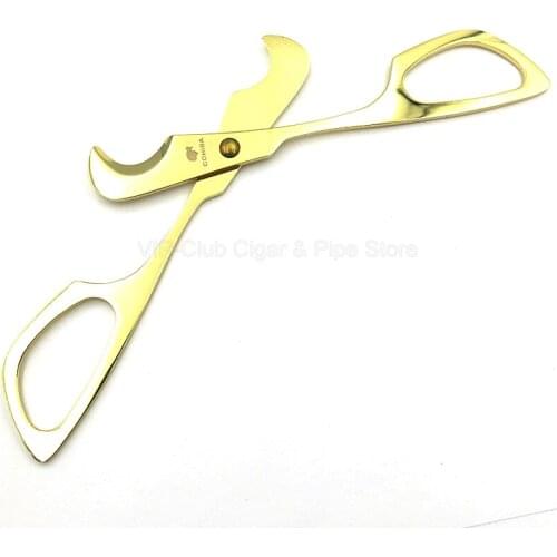 COHIBA High Grade Golden Cigar Cigarette Scissor Stainless Steel Cigar Professional Scissor Blade Tobacco Metal Smoking Cutter